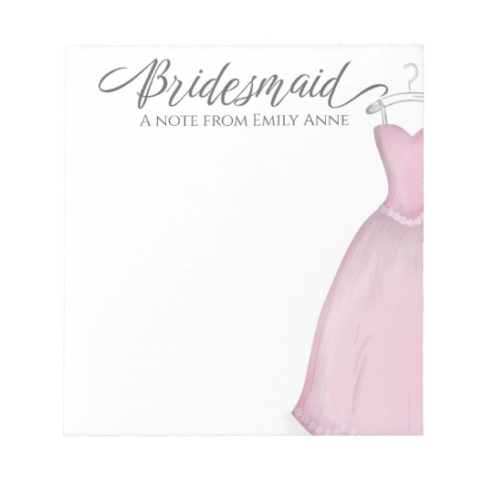 Weddenschap Bridesmaid Elegant Pink  Dress Notitieblok (Voorkant)