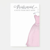 Weddenschap Bridesmaid Gepersonaliseerde  roze dre Post-it® Notes (Voorkant)