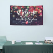 Weddenschap Burgundy Floral Paars String Light Scr Spandoek (Beurs)