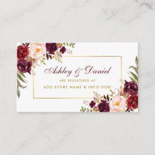 Weddenschap Burgundy Floral Registry Insert Card S Informatiekaartje