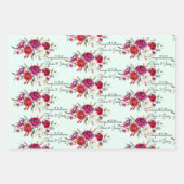 Weddenschap Burgundy Waterverf Rozen Namen 3 Gift Inpakpapier Vel (Voorkant 3)