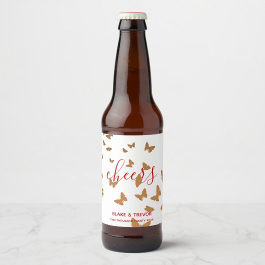 Weddenschap Cake Butterflies Bier Etiket (Voorkant)