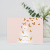 Weddenschap Cake Butterflies RSVP Kaartje (Staand voorkant)