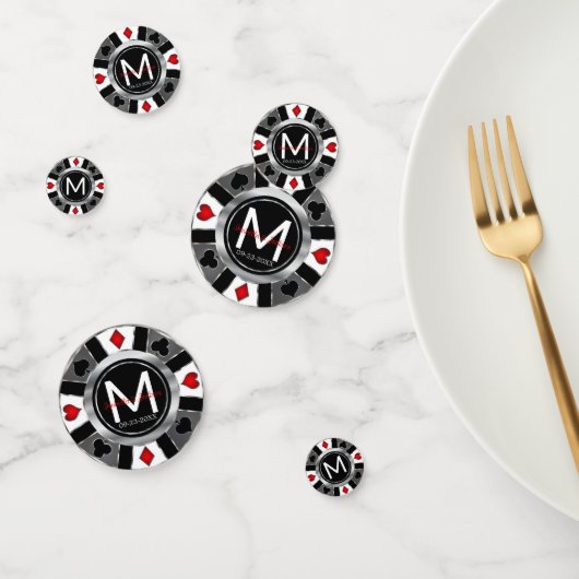 Weddenschap Casino Poker Chip - Zilver en zwart Confetti (Groep)