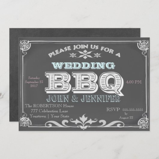 Weddenschap Chalkboard BBQ Kaart (Voorkant / Achterkant)