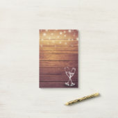 Weddenschap Champagne Glasses String Light Rustic  Post-it® Notes (Op bureau)