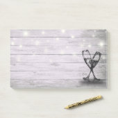 Weddenschap Champagne Glasses String Light Rustic Post-it® Notes (Op bureau)