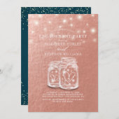 Weddenschap Chic Mason Jars Roos Gold Kaart (Voorkant / Achterkant)