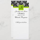 Weddenschap Church Programme Monogram Damask Green Programma (Voorkant / Achterkant)