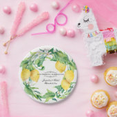 Weddenschap Citrus Lemon Floral Leaf Wreath Papieren Bordje (Feest)