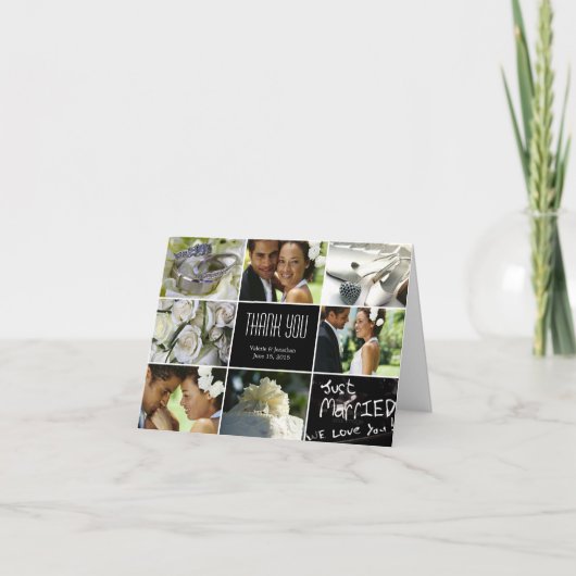 Weddenschap collage Hartelijk dank - Zwarte Bedankkaart (Voorkant)