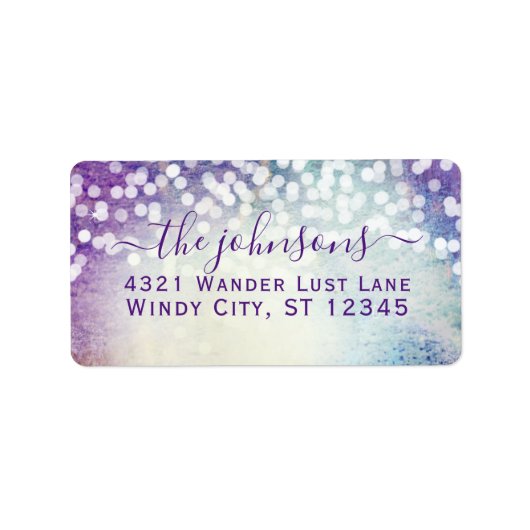 Weddenschap Confetti Paarse Aqua Blue Stars Etiket (Voorkant)