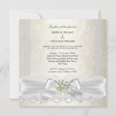 Weddenschap Cream White Pearl Lace Damask Diamond  Kaart (Achterkant)