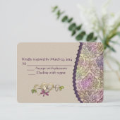 Weddenschap Damask Design RSVP Kaartje (Staand voorkant)