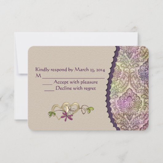 Weddenschap Damask Design RSVP Kaartje (Voorkant)