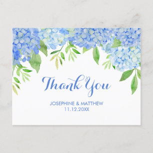 Weddenschap Dank je Hydrangea Blue Waterverf Flora Briefkaart