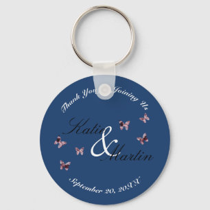 Weddenschap Dank je keepslag roze Butterflies Sleutelhanger