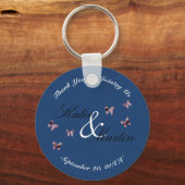 Weddenschap Dank je keepslag roze Butterflies Sleutelhanger (Voorkant)