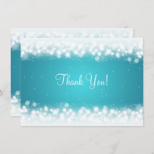 Weddenschap Dank je Opmerking Magic Sparkle Turquo Notitiekaartje (Voorkant / Achterkant)