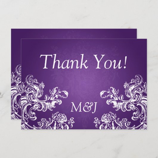 Weddenschap Dank je Opmerking: zwepen 2 Paars Bedankkaart (Voorkant / Achterkant)