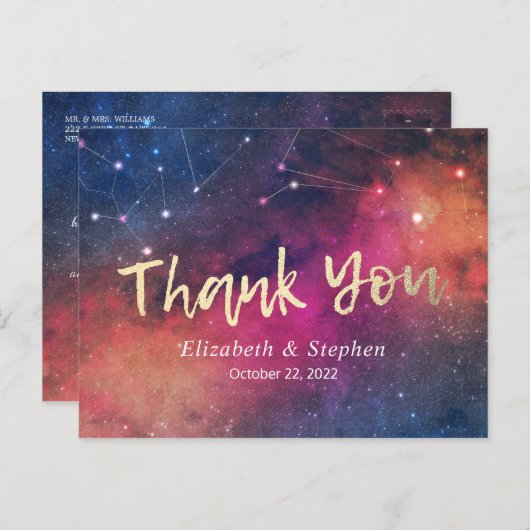 Weddenschap Dank je sterrenbeeld sterrenbeeld Briefkaart (Voorkant / Achterkant)