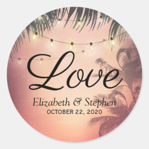 Weddenschap Dank u zomerpalm Trees String Lights Ronde Sticker
