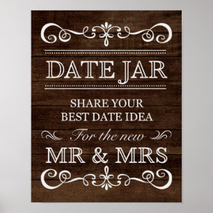Weddenschap - Datum Jar Rustic Wedding Sign Poster