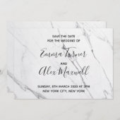 Weddenschap De datum opslaan | Modern wit marmer-s Save The Date (Voorkant / Achterkant)