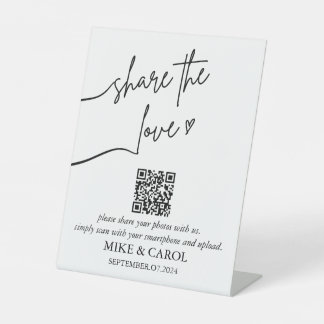 Weddenschap De Liefde Foto Share QR-code Reclamebord Met Voetstuk
