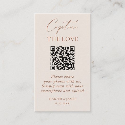 Weddenschap De Liefde Foto Share QR-code vastlegge Informatiekaartje (Voorkant)