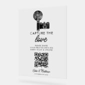 Weddenschap Deel de liefdeQR code Foto uploaden Acryl Bord (Hoek)