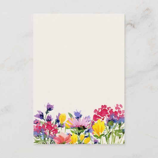 Weddenschap Details Boho Waterverf Wildbloemen Informatiekaartje (Achterkant)