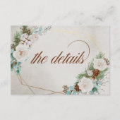 Weddenschap Details Winter White Rose en Pine Cone Informatiekaartje (Voorkant)