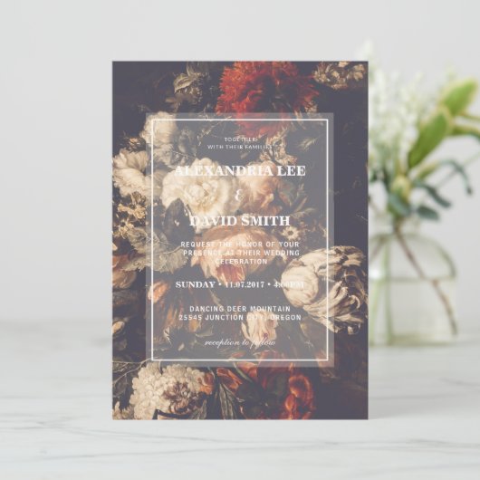 Weddenschap Donker Moody Autumn Herfst Floral Kaart (Staand voorkant)