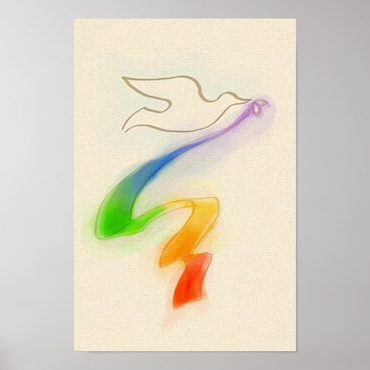 Weddenschap Dove met regenbooglint Poster (Voorkant)