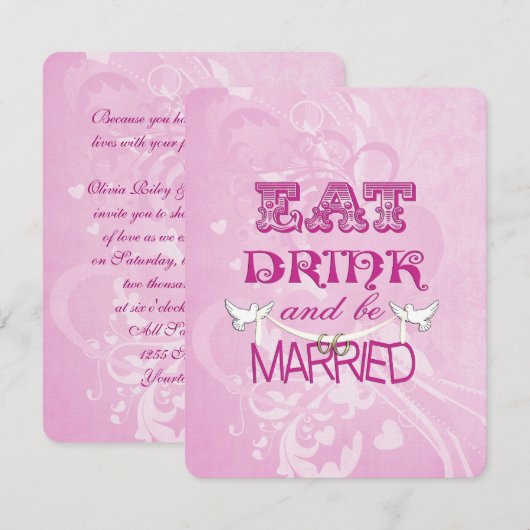 Weddenschap Doves op roze Kaart (Voorkant / Achterkant)
