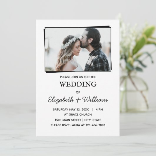 Weddenschap Eenvoudige foto Uitnodiging (Staand voorkant)
