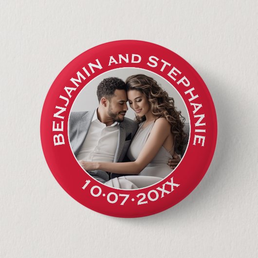 Weddenschap Eerste Kerstfeest Foto Aangepaste naam Ronde Button 5,7 Cm (Voorkant)