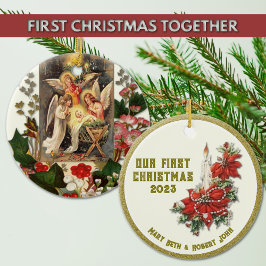 Weddenschap Eerste Kerstkerst Katholieke Keramisch Ornament