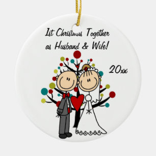 Weddenschap Eerste Kerstmis Gepersonaliseerd Ornam Keramisch Ornament