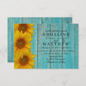 Weddenschap - Elegant Blue Rustic Sunflower Kaart (Voorkant / Achterkant)