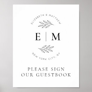 Weddenschap Elegant Chic Modern Simple Chic Monogr Poster