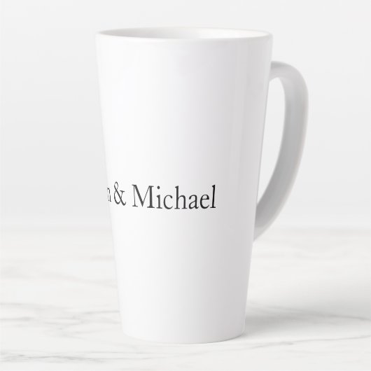 Weddenschap Elegant Minimalist Black White Names Latte Mok (Rechterhoek)