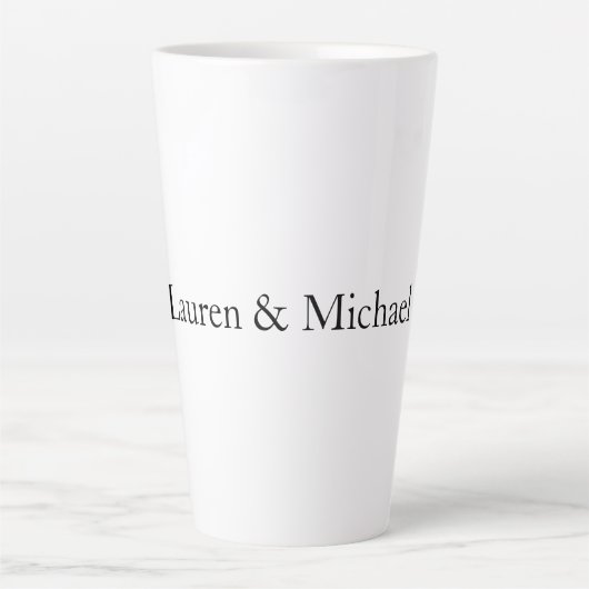 Weddenschap Elegant Minimalist Black White Names Latte Mok (Voorkant)