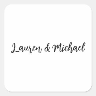 Weddenschap Elegant Minimalist Classical Black Whi Vierkante Sticker