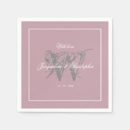 Weddenschap Elegant Monogram Chic Dusty Pink Paper Servet