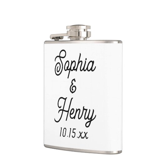 Weddenschap Elegant Script Black Typografie Heupfles (Links)