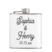 Weddenschap Elegant Script Black Typografie Heupfles (Voorkant)