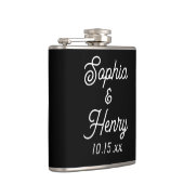 Weddenschap Elegant Script Typografie Black White Heupfles (Rechts)