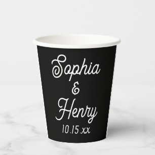 Weddenschap Elegant Script Typografie Black White Papieren Bekers